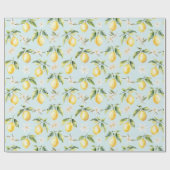 柑橘類レモンフルーツフローラ植物模様 ラッピングペーパー (フラット)