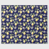 柑橘類レモンフルーツフローラ植物模様 ラッピングペーパー (フラット)