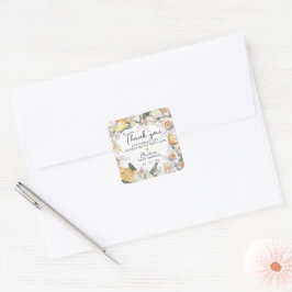 柑橘類レモンフローラ水彩ベビーシャワー スクエアシール