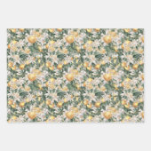 柑橘類レモンフローラ水彩ベビーシャワー ラッピングペーパーシート (正面)