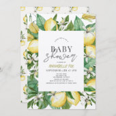 柑橘類レモンフローラ水彩ベビーシャワー 招待状 (正面/裏面)