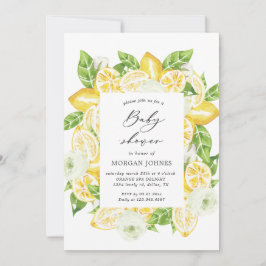 柑橘類レモンブーケベビーシャワー招待状