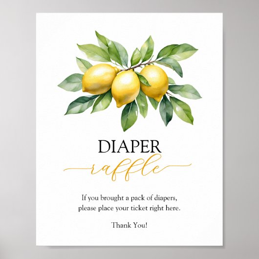柑橘類レモンベビーシャワーおむつラッフルゲーム ポスター (正面)