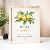 柑橘類レモンベビーシャワーおむつラッフルゲーム ポスター