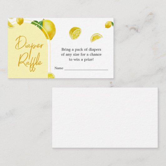 柑橘類レモンベビーシャワーおむつラッフル エンクロージャーカード (正面/裏面)