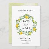 柑橘類レモンリースイエローウェディングザデイツ 招待状 (正面/裏面)