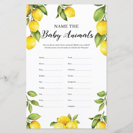 柑橘類レモン名ベビーアニマルゲーム (正面)