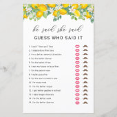 柑橘類レモン彼は彼女はブライダルシャワーゲームを言った (正面)