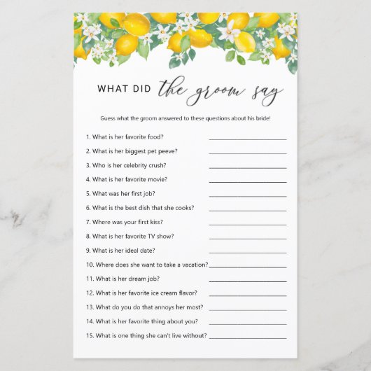 柑橘類レモン新郎は何とゲームを言った (正面)