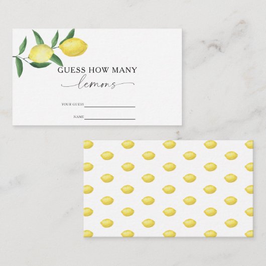 柑橘類レモン – レモンの数を推測 エンクロージャーカード (正面/裏面)