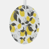柑橘類レモン、ヴィンテージ夏シームレス。 ガラスオーナメント (正面右)