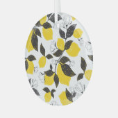 柑橘類レモン、ヴィンテージ夏シームレス。 ガラスオーナメント (正面左)