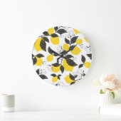 柑橘類レモン、ヴィンテージ夏シームレス。 ラージ壁時計 (ホーム)