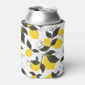 柑橘類レモン、ヴィンテージ夏シームレス。 缶クーラー (缶正面)