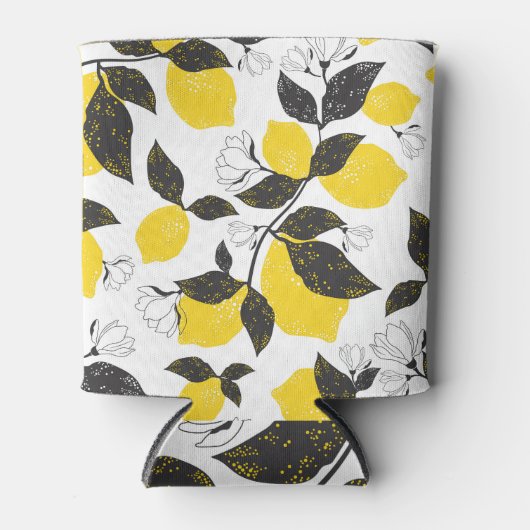 柑橘類レモン、ヴィンテージ夏シームレス。 缶クーラー (正面)