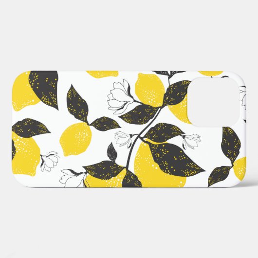 柑橘類レモン、ヴィンテージ夏シームレス。 Case-Mate iPhoneケース (裏面 (横))