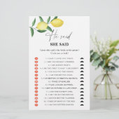 柑橘類レモン – 彼は彼女はブライダルシャワーゲームと言った (スタンド正面)