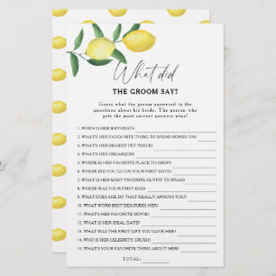 柑橘類レモン – 新郎は何と言ったブライダルゲーム