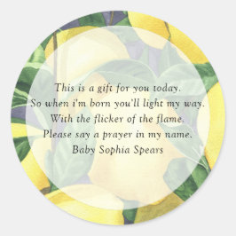 柑橘類レモン – 祈りの言葉キャンドルラベル ラウンドシール