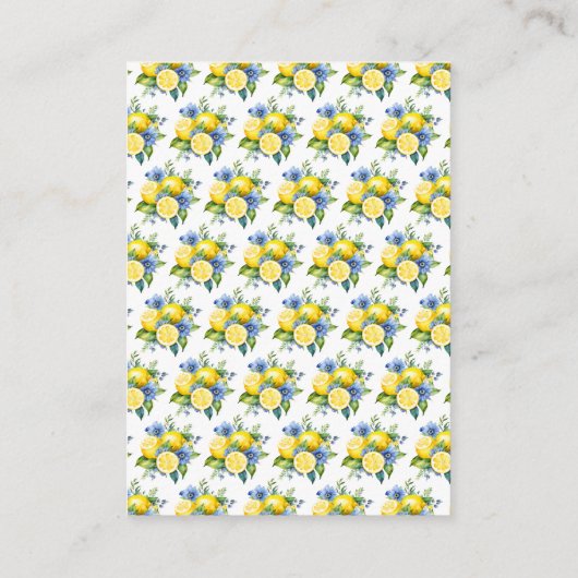 柑橘類レモ地中海のンベビーショーおむつラッフル エンクロージャーカード (裏面)