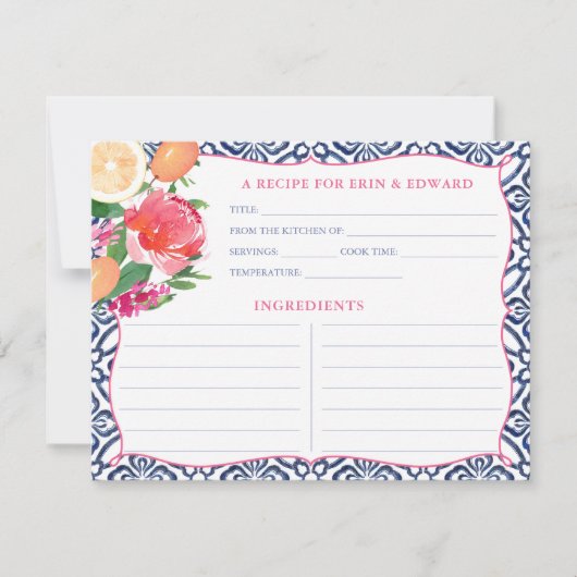 柑橘類地中海のブライトフローラレシピカード 招待状 (正面)