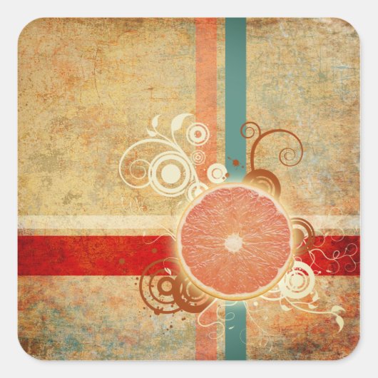 柑橘類抽象芸術 スクエアシール (正面)
