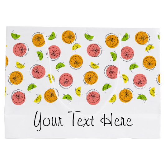 柑橘類数々の文字抱き枕大 ラージペーパーバッグ (裏面)