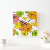 柑橘類時計正方形 スクエア壁時計 (ホーム)