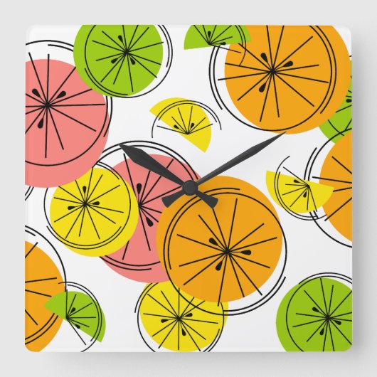 柑橘類時計正方形 スクエア壁時計 (正面)