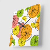 柑橘類時計正方形 スクエア壁時計 (傾斜)