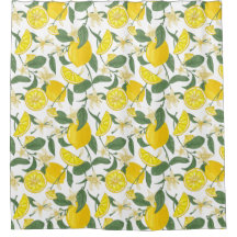 柑橘類柄シャワーカーテン