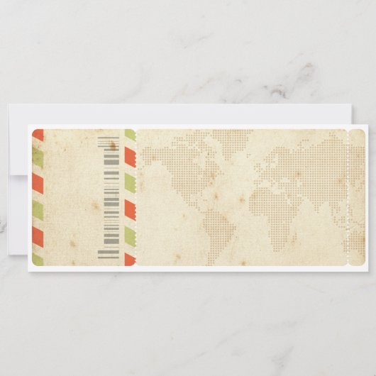 柑橘類色の搭乗券の結婚式招待状 招待状 (裏面)