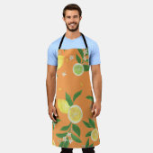 柑橘類開花水彩織物 エプロン (着用した状態)