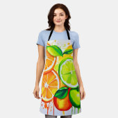 柑橘類鮮やかのスプラッシュアート エプロン (着用した状態)