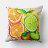 柑橘類鮮やかのスプラッシュアート クッション (正面)