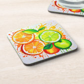 柑橘類鮮やかのスプラッシュアート コースター (左側)