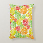 柑橘類鮮やか：三色水彩模様 アクセントクッション (正面(垂直))