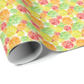 柑橘類鮮やか：三色水彩模様 ラッピングペーパー (ロールコーナー)