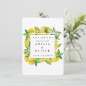 柑橘類 |エレガントな結婚式の日付を保存 招待状 (スタンド正面)