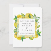 柑橘類 |エレガントな結婚式の日付を保存 招待状 (正面)