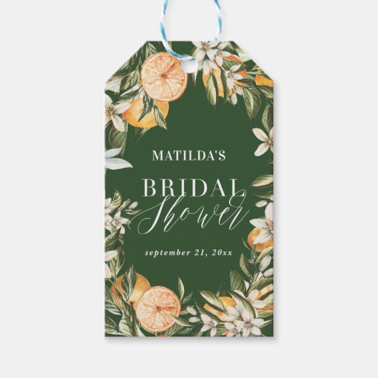 柑橘類、オレンジ+ブロッサムブライダルシャワーパーティー ギフトタグ (正面)
