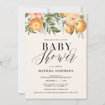 柑橘類、オレンジ+花の仮想ベビーシャワー