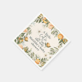 柑橘類、オレンジ+花の小さなかわいこちゃん赤ちゃんシャワー スタンダードカクテルナプキン (角)