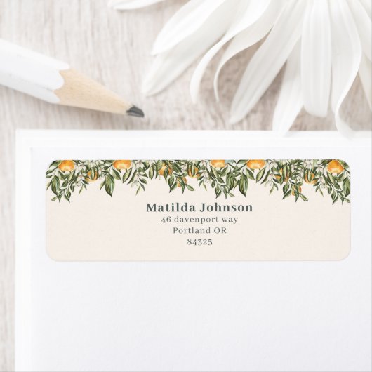 柑橘類、オレンジ+花の小さなかわいこちゃん赤ちゃんシャワー ラベル (インサイチュ)