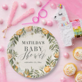 柑橘類、オレンジ+花の赤ちゃんシャワーパーティーの装飾 ペーパープレート (パーティー)