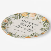 柑橘類、オレンジ+花の赤ちゃんシャワーパーティーの装飾 ペーパープレート (アングル)