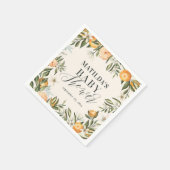 柑橘類、オレンジ+花の赤ちゃんシャワーパーティー スタンダードカクテルナプキン (角)