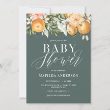 柑橘類、オレンジ+花の赤ちゃんシャワー