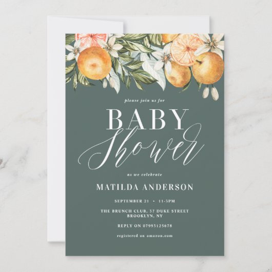 柑橘類、オレンジ+花の赤ちゃんシャワー (正面)