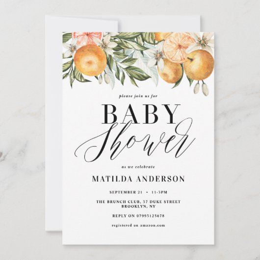 柑橘類、オレンジ+花の赤ちゃんシャワー (正面)